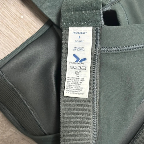 Green Ribbed Sports Bra with Halter Neckline - Picture 3 of 3